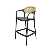Banqueta Juna Or Design Preta em Polipropileno com Rattan UV