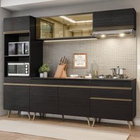 Armário Cozinha Modulada Completa 252cm Florença Multimóveis MP2442 Preto