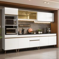 Armário Cozinha Modulada Completa 302cm Florença Multimóveis MP2441 Branco