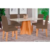 Mesa Jantar Maitê 160 + 6 Cad Maia Nature/Chocolate Cimol