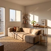 Sofá Modular 3 Lugares com Canto Kappesberg Boucle Capuccino