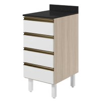 Balcão Com Tampo 4 Gavetas MDF 40 cm Kali 1641022 Bianco TOQ Branco Nicioli