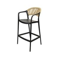 Banqueta Juna Or Design Preta Polipropileno com Rattan UV
