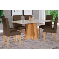 Mesa Jantar Patricia 160 + 6 Cad Maia Nature/Choco Cimol
