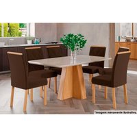 Mesa Jantar Maitê 130 + 6 Cad Maia Nature/Chocolate Cimol