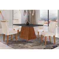 Mesa Jantar Luna 120 + 4 Cad Jade Capuccino Rufato