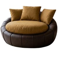 Poltrona Decorativa Safira Base Giratoria Linho Color Trend E Courino TCA 219 TCS 721 MOLL