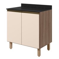 Balcão Com Tampo 2 Portas MDF 60 cm Kali 1222022 Carvalho TOQ Off White Nicioli