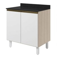Balcão Com Tampo 2 Portas MDF 80 cm Kali 1222322 Bianco TOQ Branco Nicioli