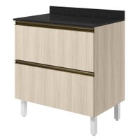 Balcao Com Tampo 2 Gavetoes MDF 80 cm Kali 1641222 Bianco TOQ Nicioli