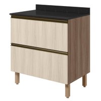 Balcao Com Tampo 2 Gavetoes MDF 80 cm Kali 1641222 Carvalho TOQ Bianco Nicioli