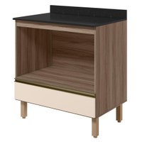 Balcao Com Tampo E Nicho Para Forno 1 Gaveta MDF 80 cm Kali 1640622 Carvalho TOQ Off White Nicioli