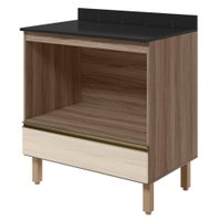 Balcao Com Tampo E Nicho Para Forno 1 Gaveta MDF 80 cm Kali 1640622 Carvalho TOQ Bianco Nicioli