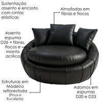 Poltrona Decorativa Safira Base Giratoria Courino TCS 724 MOLL