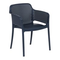 Cadeira Frisk com Braços Azul Navy Empilhavél em Polipropileno