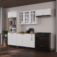 Cozinha Completa Bariloche 12 Portas 2 Gavetas com Vidro 100% Mdf Branco - Indékes