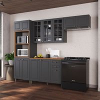 Cozinha Completa Bariloche 12 Portas 2 Gavetas com Vidro 100% Mdf  Cinza - Indékes
