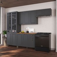 Cozinha Completa Bariloche 12 Portas 2 Gavetas com Vidro 100% Mdf 6225.127 Cinza - Indékes