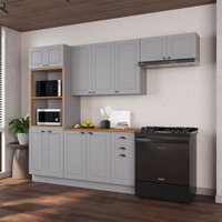 Cozinha Completa Bariloche 12 Portas 2 Gavetas com Tampo 100% Mdf Titânio Fosco - Indékes