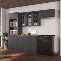 Cozinha Completa Bariloche 12 Portas 2 Gavetas com Vidro 100% Mdf 6225.126 Cinza - Indekes