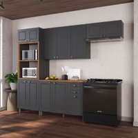 Cozinha Compacta Bariloche 12 Portas 2 Gavetas com Tampo 100% Mdf Cinza - Indékes