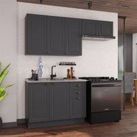 Cozinha Compacta Bariloche 8 Portas 2 Gavetas 100% Mdf Cinza - Indékes
