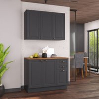 Cozinha Compacta Bariloche 6 Portas 2 Gavetas com Tampo 100% Mdf Cinza - Indékes
