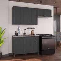 Cozinha Compacta Bariloche 8 Portas 2 Gavetas 100% Mdf 6225 Cinza - Indékes