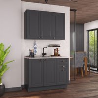 Cozinha Compacta Bariloche 6 Portas 2 Gavetas 100% Mdf Cinza - Indékes