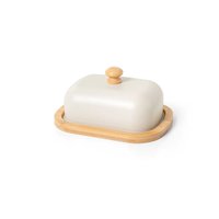 Manteigueira  Aco Carbono bambu madeira Enjoy Areia 18,5 cm