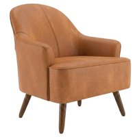 Poltrona Decorativa Naomi Pes Madeira Courino TCS 727 MOLL