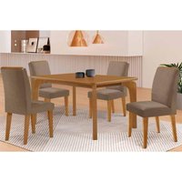 Mesa Sala Londrina 120 + 4 Cad Dakota Naturale Rufato