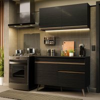 Armário Cozinha Modulada Compacta com Balcão 120cm Florença Multimóveis MP2451 Preto