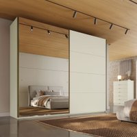 Guarda-Roupa Casal Hanover 2 Portas 6 Gavetas 100% Mdf com Espelho Flex Off White/Peroba - Mademarques