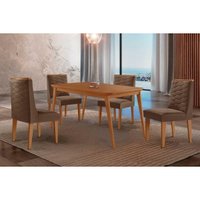 Mesa Cozinha Havana 120 + 4 Cad Dafne Naturale/Marrom Rufato