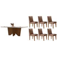 Mesa Cozinha Nevada 180 + 6 Cad Dafne Natural/Capucci Rufato
