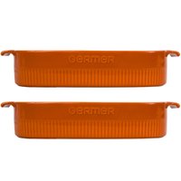 Kit 2 Travessas Médias Retangulares 30x21cm Porcelana Laranj