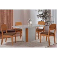 Mesa Cozinha Pietá 120 + 4 Cad Havana Naturale/Marrom Rufato
