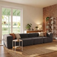 Sofá Modular 4 Lugares com 2 Cantos Kappesberg Boucle Titanio