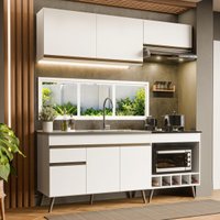 Armário Cozinha Modulada Compacta com Balcão para Forno/Cooktop 190cm Florença Multimóveis MP2450 Branco