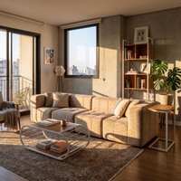 Sofá Modular 4 Lugares com 2 Cantos Kappesberg Boucle Capuccino