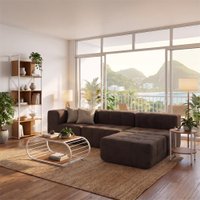 Sofá Modular 3 Lugares com Puff Kappesberg Boucle Marrom