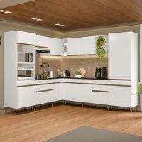 Armário Cozinha Modulada Completa de Canto 8 Peças Florença Multimóveis MP2449 Branco