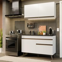 Armário Cozinha Modulada Compacta com Balcão 120cm Florença Multimóveis MP2451 Branco