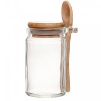 Porta Mantimentos 350ml Com Colher E Tampa Hermética De Bamb