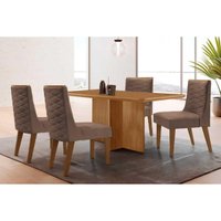 Mesa Sala Berlim 120 + 4 Cad Dafne Natural/Capucci Rufato