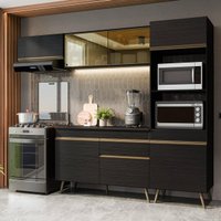 Armário Cozinha Modulada Completa 252cm Florença Multimóveis MP2447 Preto