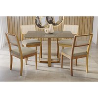 Mesa Cozinha Elma 120 + 4 Cad Lola Carvalho Kappesberg