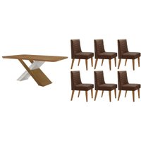 Mesa Sala Imperatriz 180 + 6 Cad Dafne Naturale Rufato