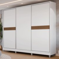 Guarda-Roupa Casal 100% MDF com Pés 3 Portas Branco Malta Madesa